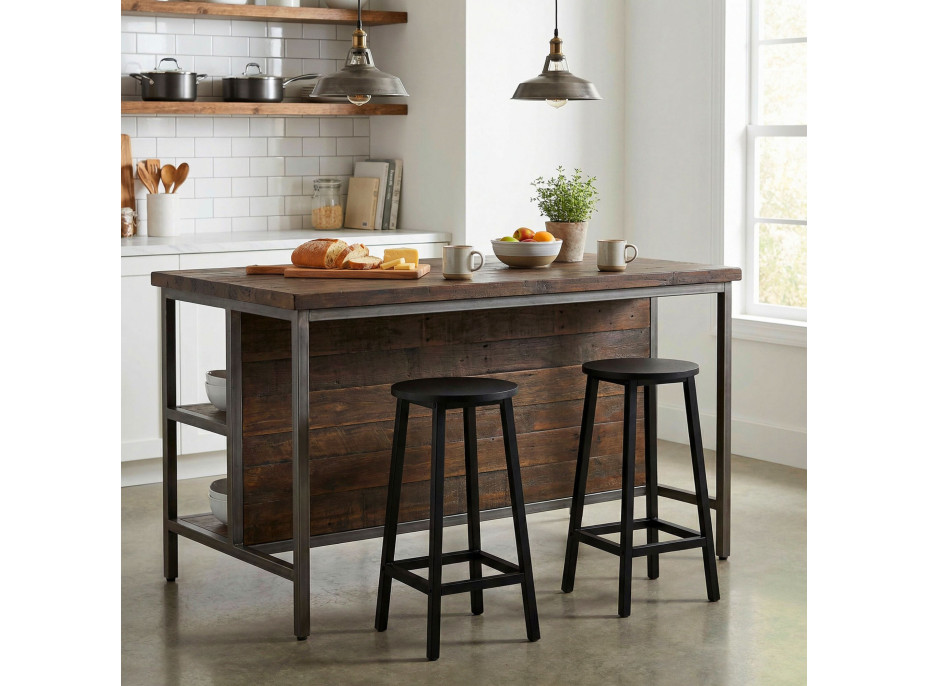 Kovová barová židle FLINT Black - černá