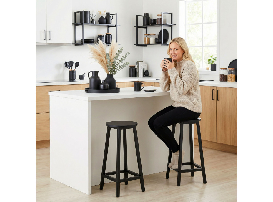 Kovová barová židle FLINT Black - černá