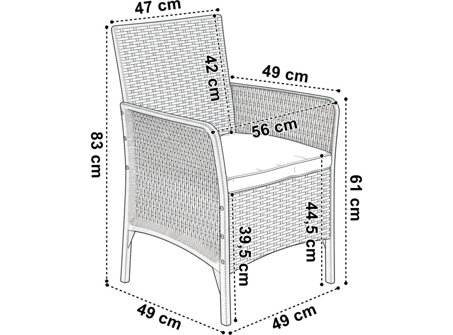 Zahradní nábytek CAMELIA (pohovka + 2 křesla + stůl) - černá