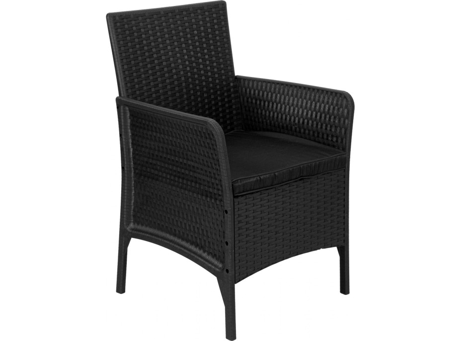 Zahradní nábytek CAMELIA (pohovka + 2 křesla + stůl) - černá