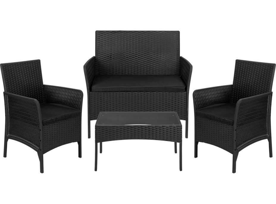 Zahradní nábytek CAMELIA (pohovka + 2 křesla + stůl) - černá