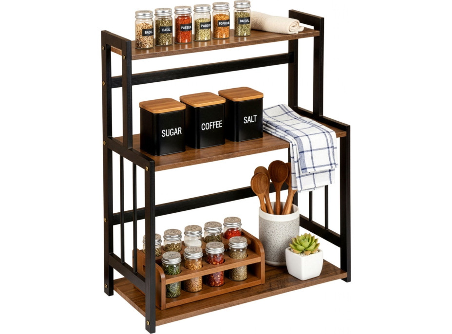 Kuchyňský regál na kořenky CEZAR Wood - hnědý/černý