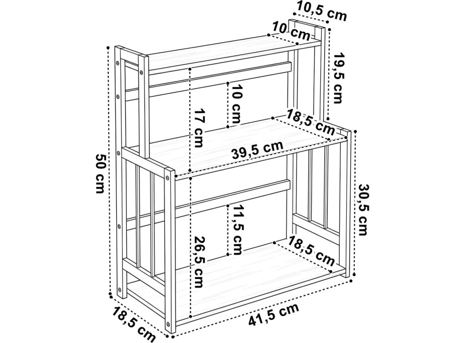Kuchyňský regál na kořenky CEZAR Wood - hnědý/černý