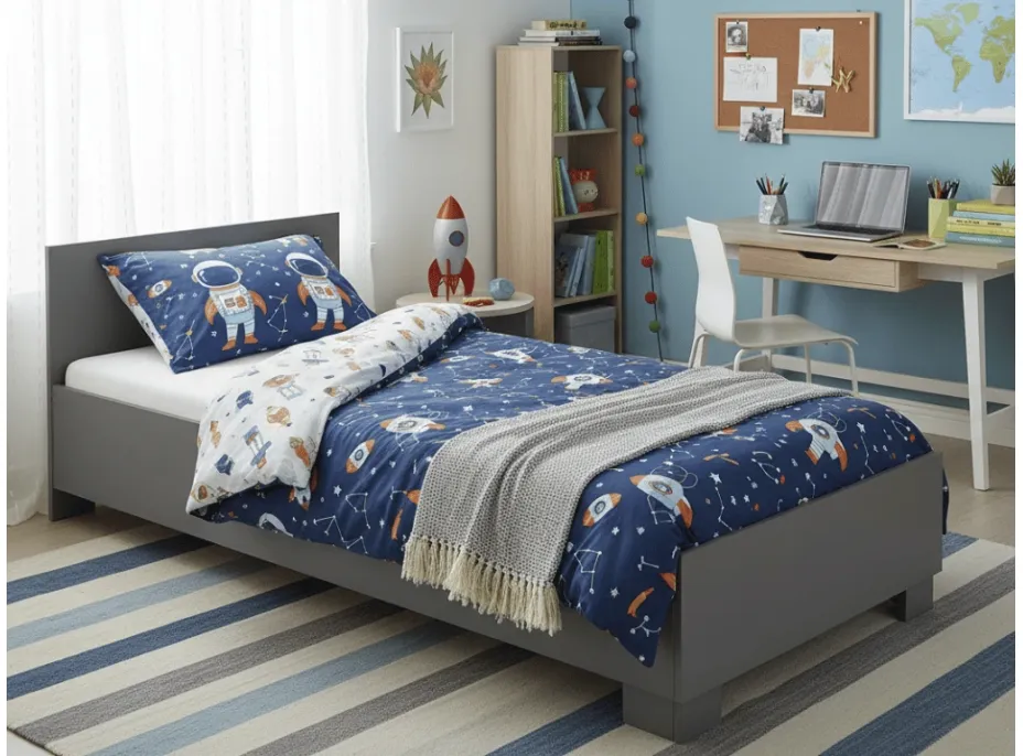 Postel ORVILLE 200x90 cm - šedá