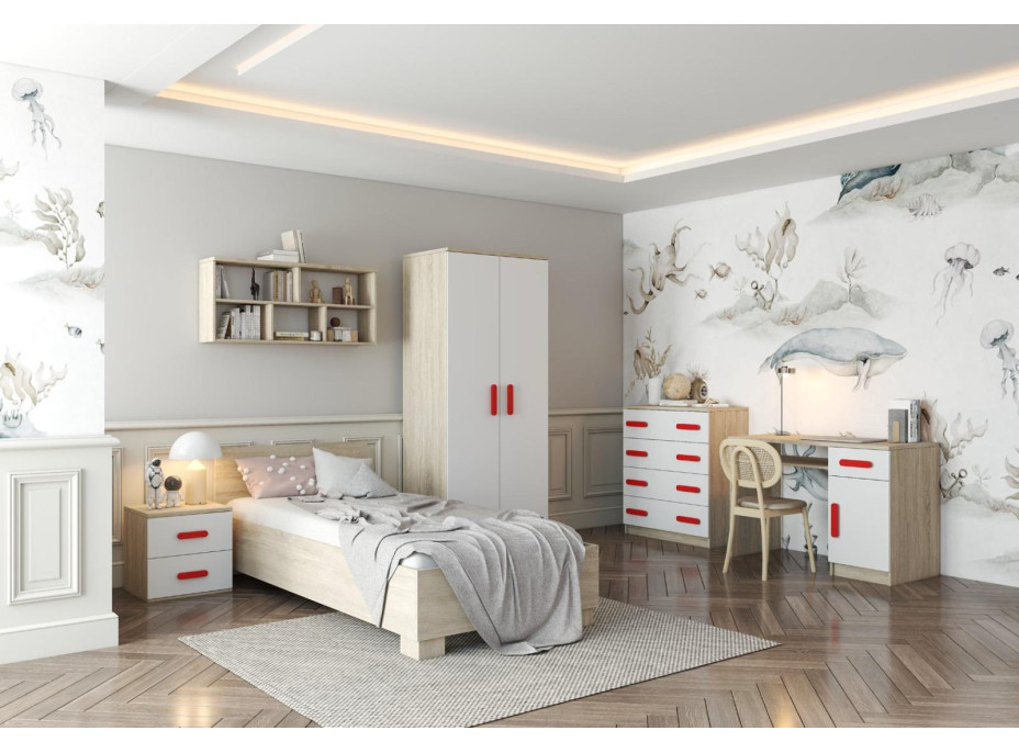 Komoda SMYK - dub sonoma/bílá (více variant)