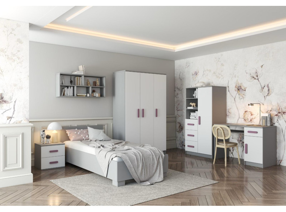 Šatní skříň SMYK 120 - šedá/bílá (více variant)