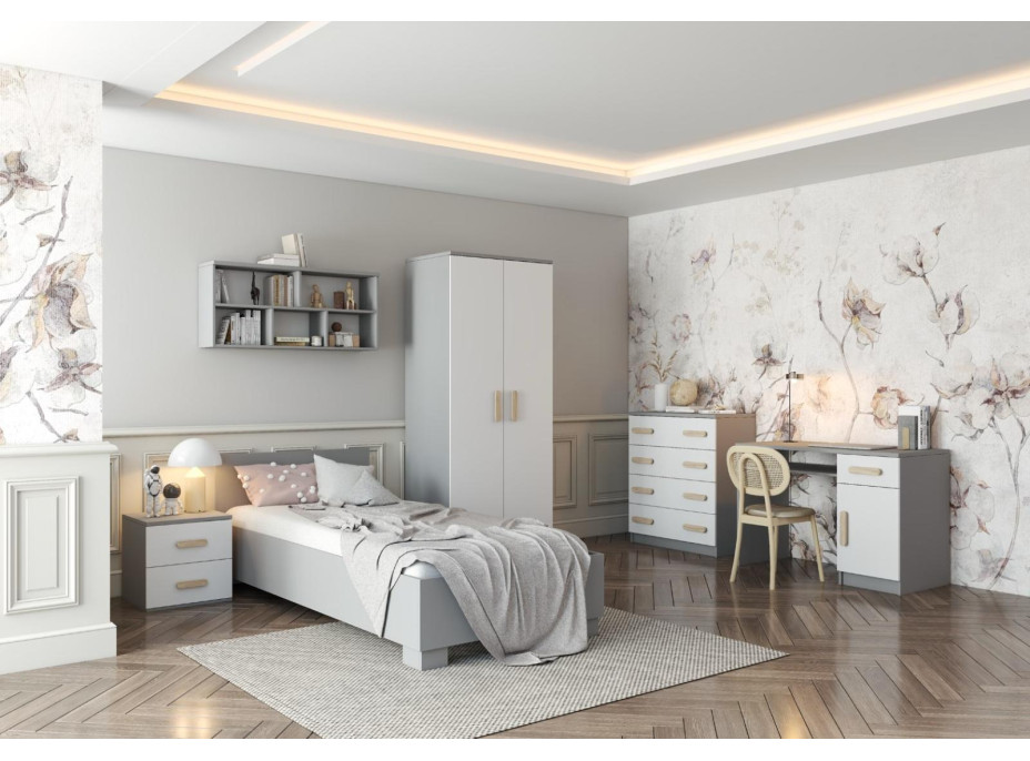 Šatní skříň SMYK 80 - šedá/bílá (více variant)