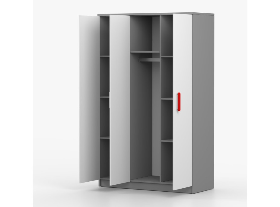 Šatní skříň SMYK 120 - šedá/bílá (více variant)