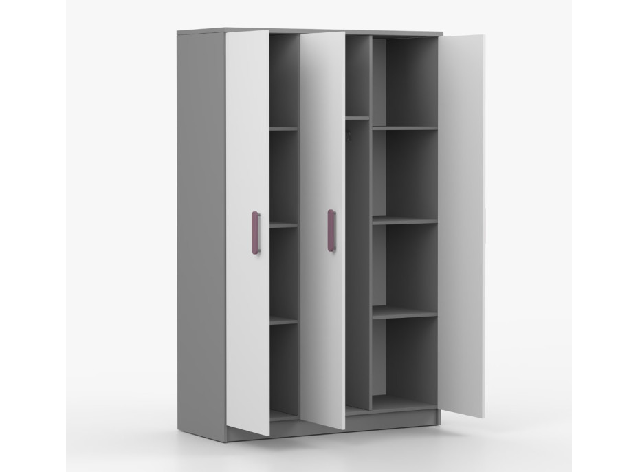 Šatní skříň SMYK 120 - šedá/bílá (více variant)
