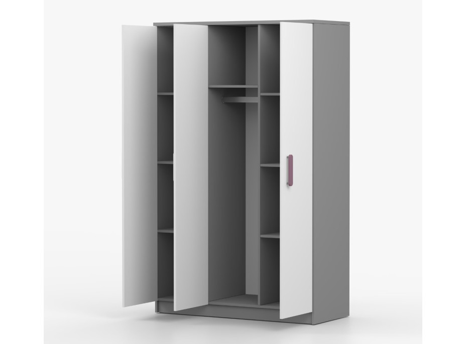 Šatní skříň SMYK 120 - šedá/bílá (více variant)