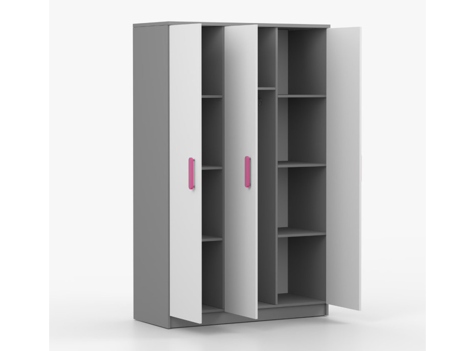 Šatní skříň SMYK 120 - šedá/bílá (více variant)