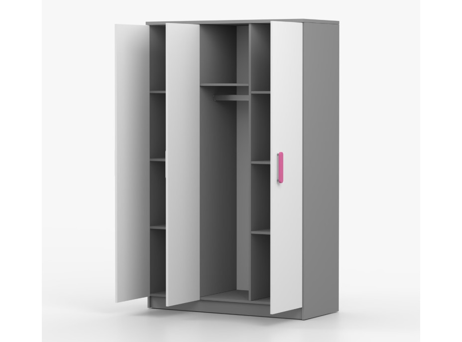 Šatní skříň SMYK 120 - šedá/bílá (více variant)