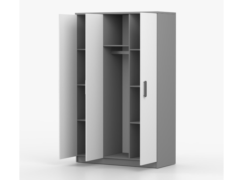 Šatní skříň SMYK 120 - šedá/bílá (více variant)