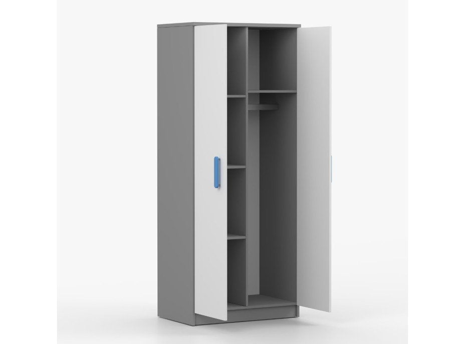 Šatní skříň SMYK 80 - šedá/bílá (více variant)