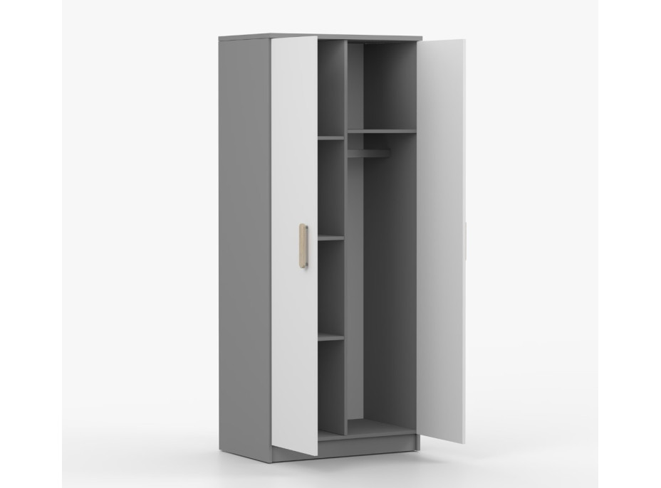 Šatní skříň SMYK 80 - šedá/bílá (více variant)