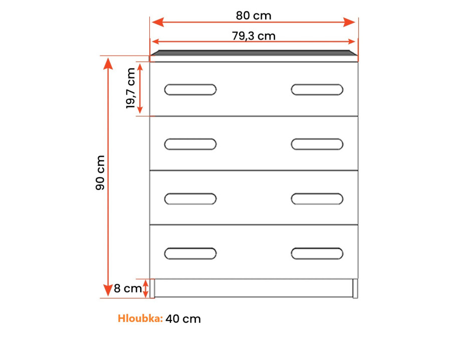 Komoda SCOUT - dub sonoma/bílá (více variant)