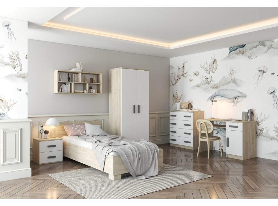 Komoda SCOUT - dub sonoma/bílá (více variant)