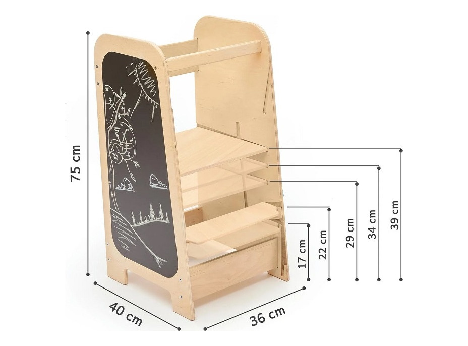 BusyKids Rostoucí učící věž Play 5v1 75 cm