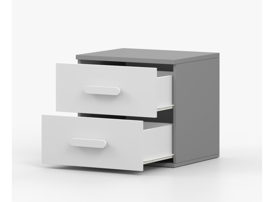 Noční stolek SCOUT - šedý/bílý (více variant)