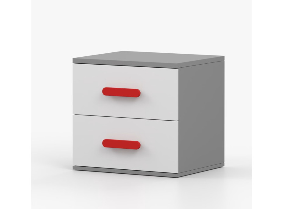 Noční stolek SCOUT - šedý/bílý (více variant)
