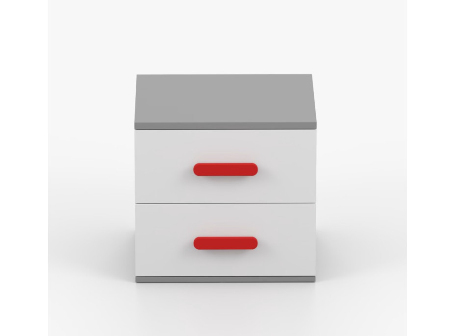 Noční stolek SCOUT - šedý/bílý (více variant)