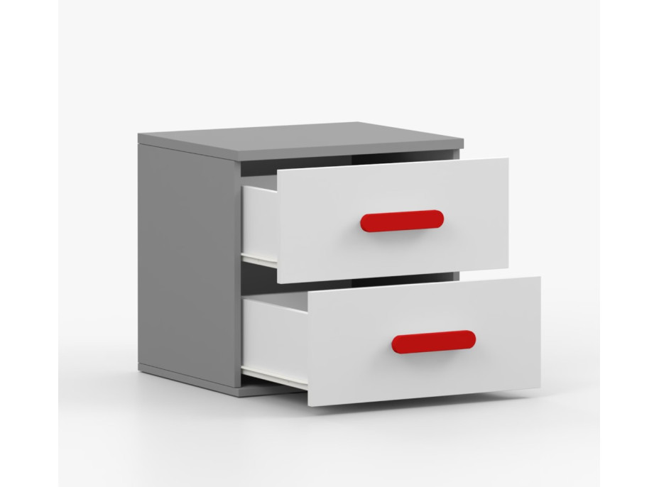 Noční stolek SCOUT - šedý/bílý (více variant)