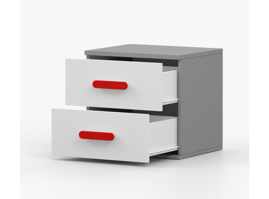 Noční stolek SCOUT - šedý/bílý (více variant)