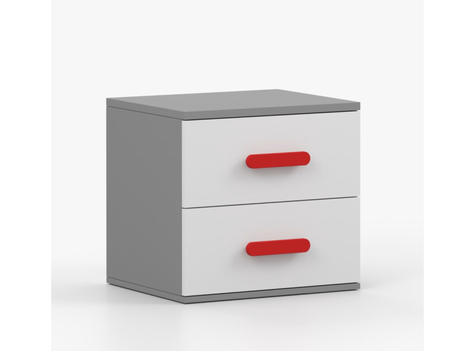 Noční stolek SCOUT - šedý/bílý (více variant)