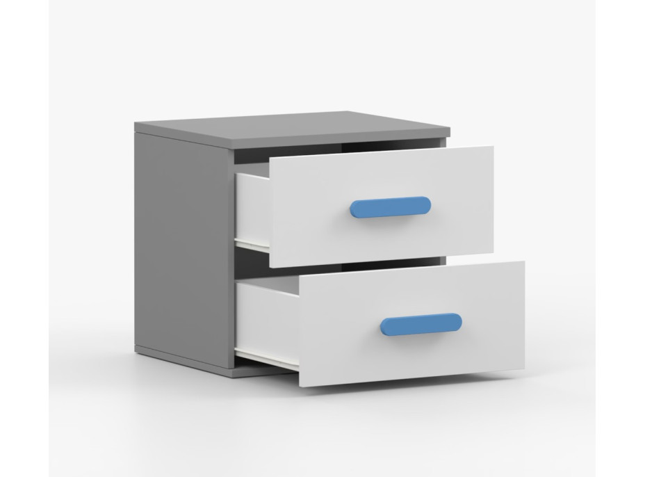 Noční stolek SCOUT - šedý/bílý (více variant)