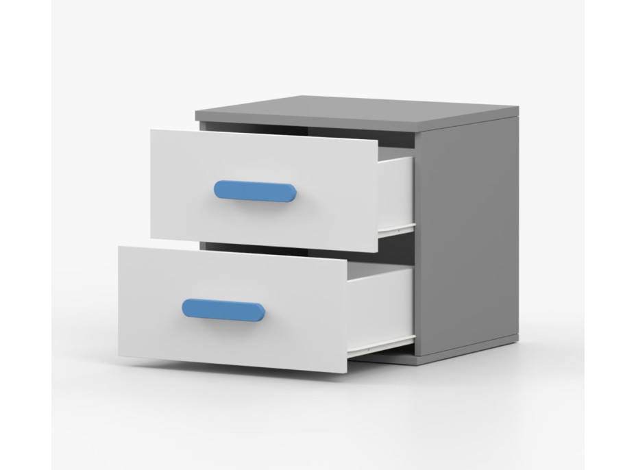 Noční stolek SCOUT - šedý/bílý (více variant)
