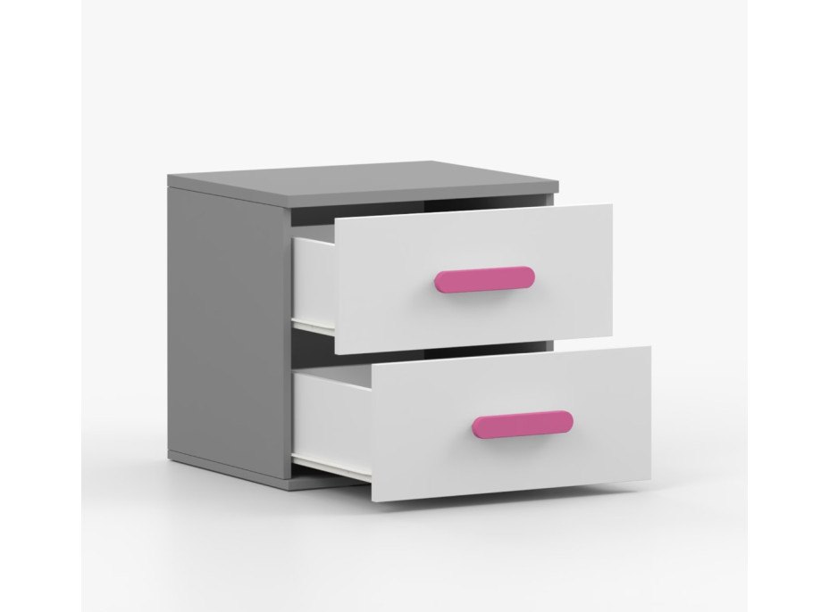 Noční stolek SCOUT - šedý/bílý (více variant)