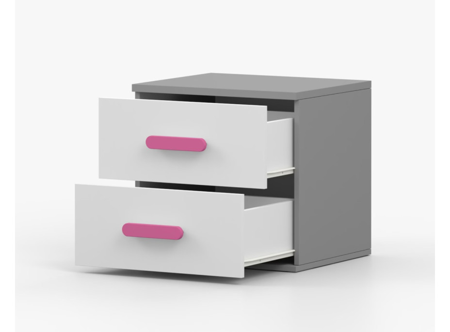 Noční stolek SCOUT - šedý/bílý (více variant)