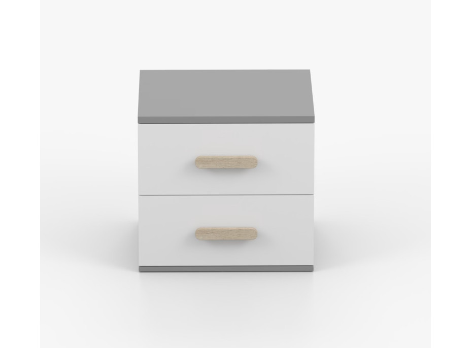 Noční stolek SCOUT - šedý/bílý (více variant)