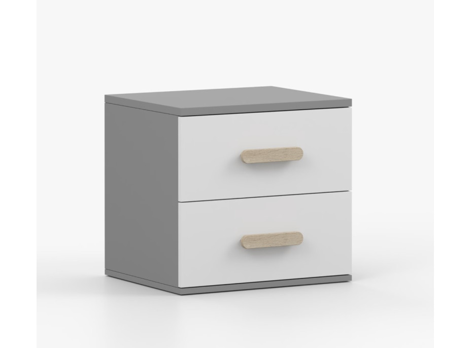 Noční stolek SCOUT - šedý/bílý (více variant)