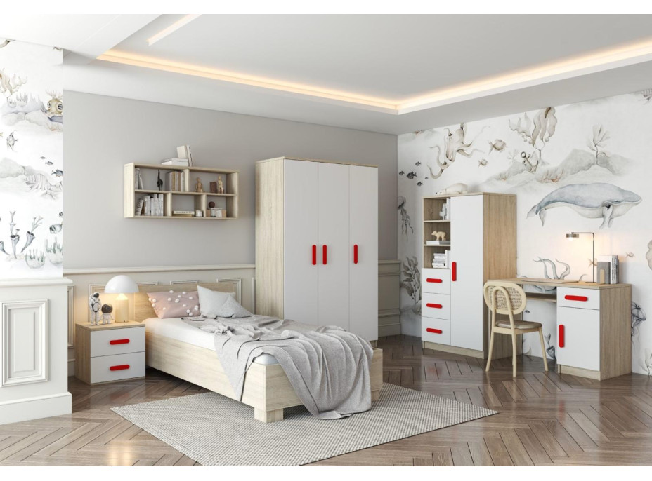 Regál SCOUT - dub sonoma/bílý (více variant)