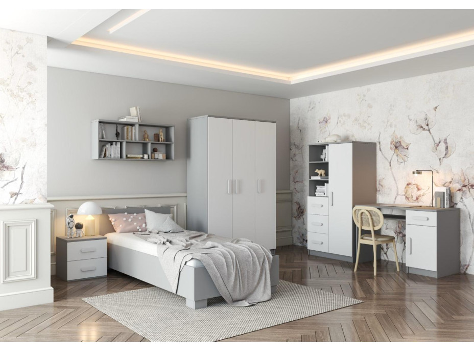 Šatní skříň SCOUT 120 - šedá/bílá (více variant)