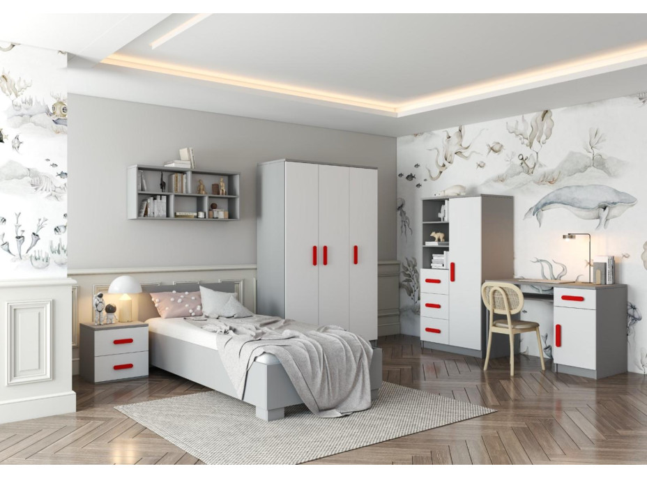 Šatní skříň SCOUT 120 - šedá/bílá (více variant)