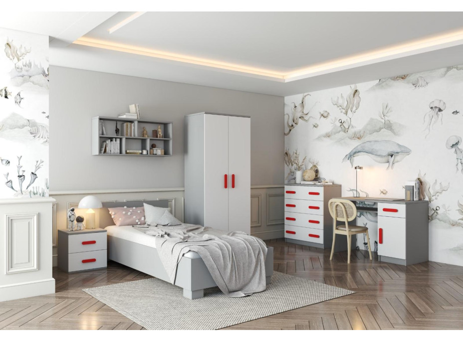 Šatní skříň SCOUT 80 - šedá/bílá (více variant)