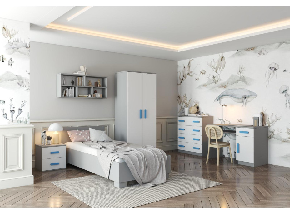 Šatní skříň SCOUT 80 - šedá/bílá (více variant)