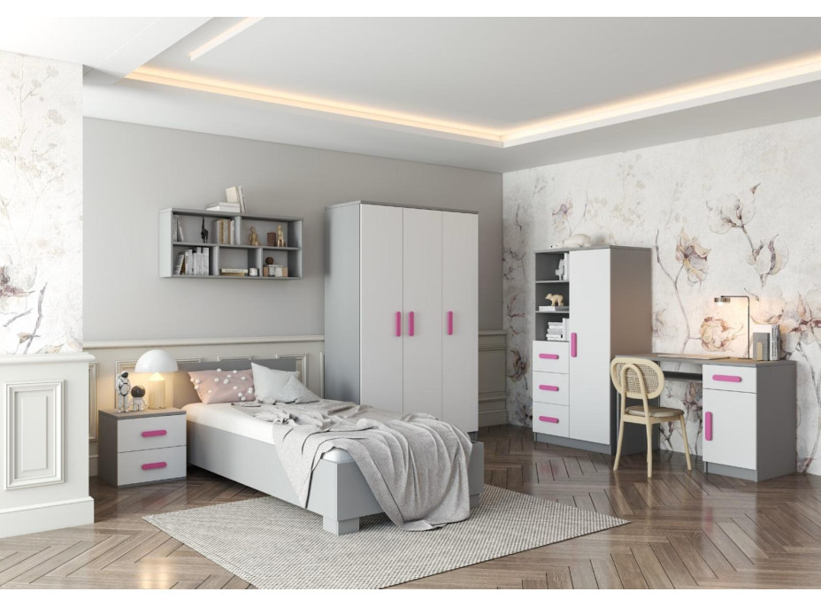 Šatní skříň SCOUT 120 - šedá/bílá (více variant)