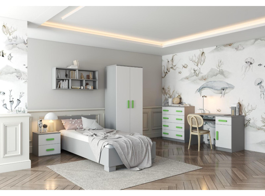 Noční stolek SCOUT - šedý/bílý (více variant)