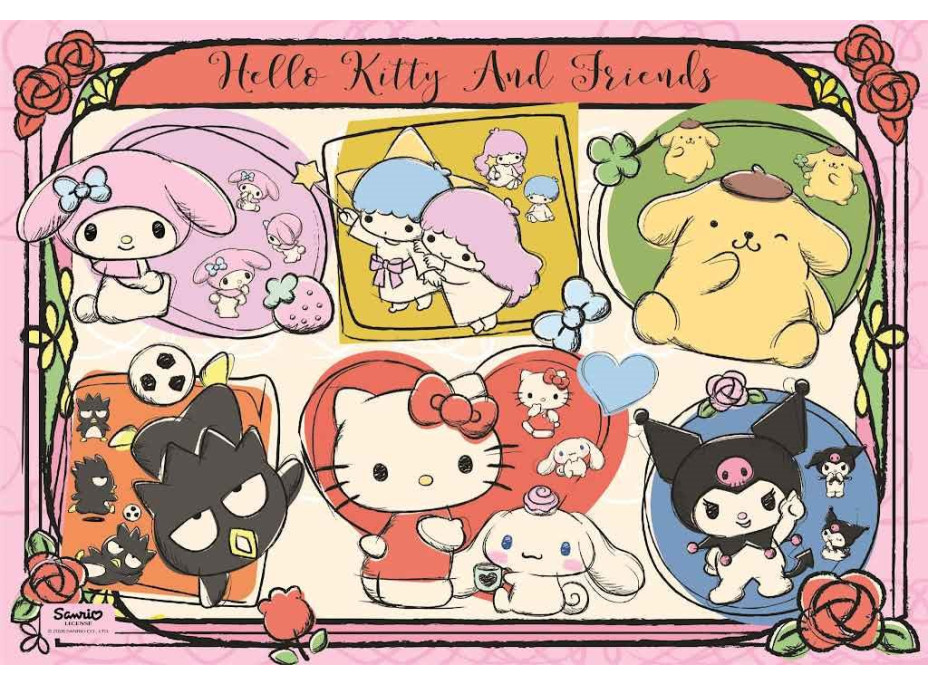 CLEMENTONI Puzzle Hello Kitty a přátelé - roztomilá koláž 1000 dílků