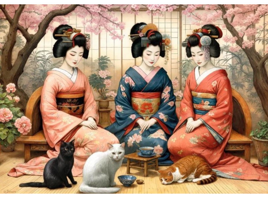 CHERRY PAZZI Puzzle Jarní čaj 1000 dílků