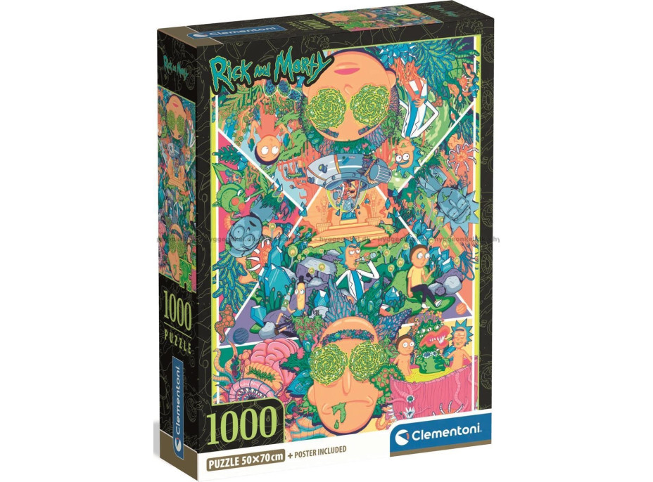 CLEMENTONI Puzzle Rick&Morty: Psychedelická koláž 1000 dílků