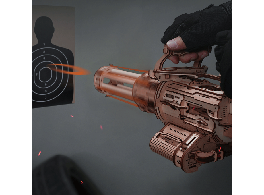 ROBOTIME Rokr 3D dřevěné puzzle Rotační kulomet 412 dílků