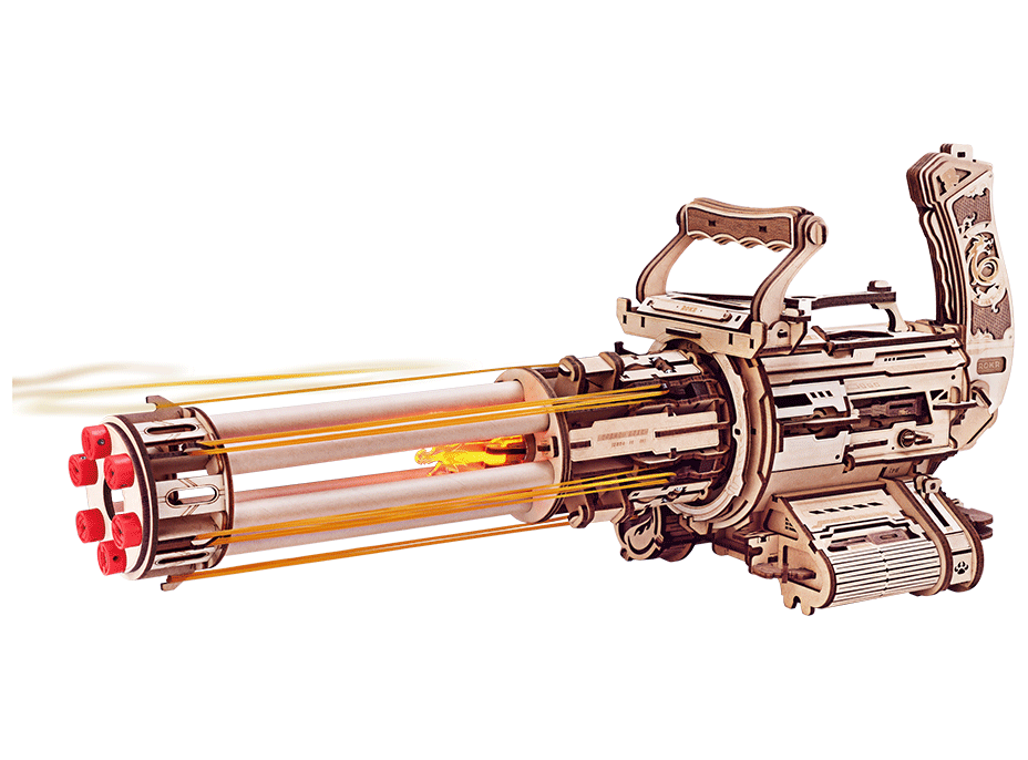 ROBOTIME Rokr 3D dřevěné puzzle Rotační kulomet 412 dílků