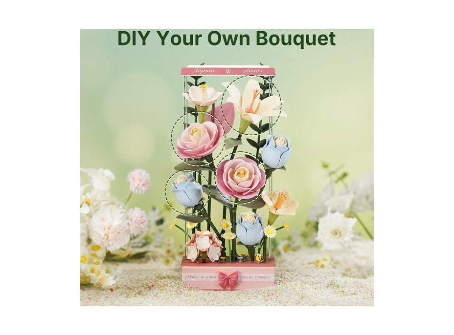 ROBOTIME Rokr Floral Art: 3D puzzle Modrá růže 37 dílků