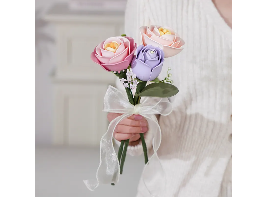 ROBOTIME Rokr Floral Art: 3D puzzle Růžová kamélie 37 dílků