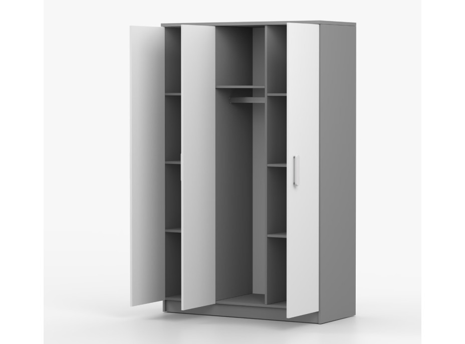 Šatní skříň SCOUT 120 - šedá/bílá (více variant)