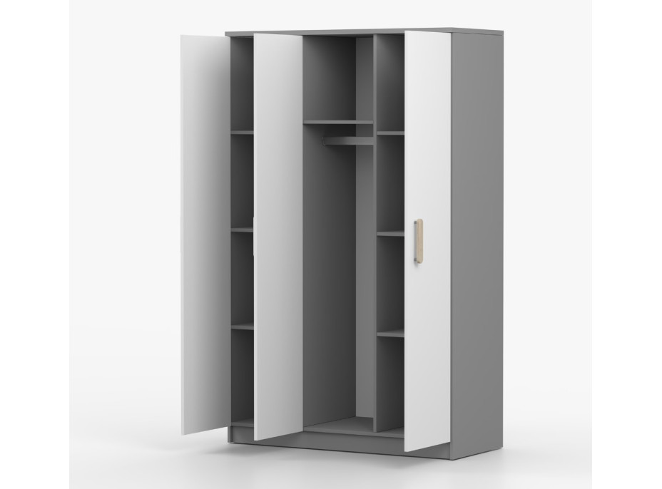 Šatní skříň SCOUT 120 - šedá/bílá (více variant)